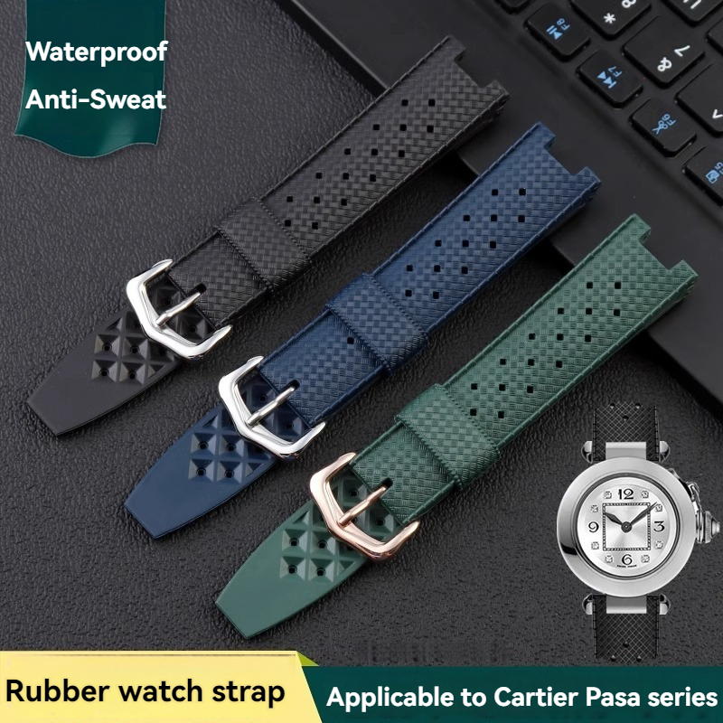 Rubber Men's Watch Strap for C - Cartier Watch Ballon Bleu review and price